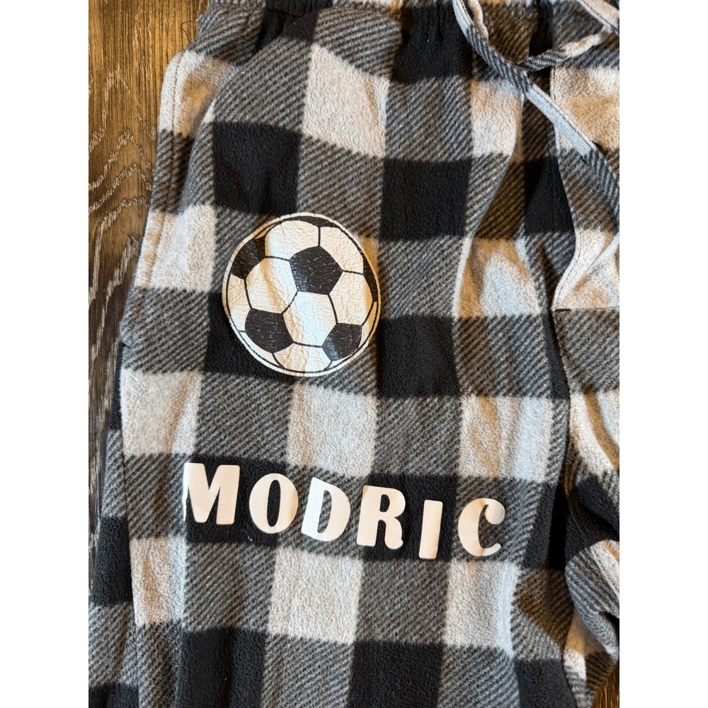 Hanes Modric Soccer Buffalo Plaid Fleece Pajama Pants Mens Large Black White‎ - Picture 2 of 6